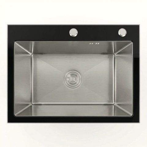 60*45 Мийка скляна Valeso Handmade BLACK GLASS 53378 фото