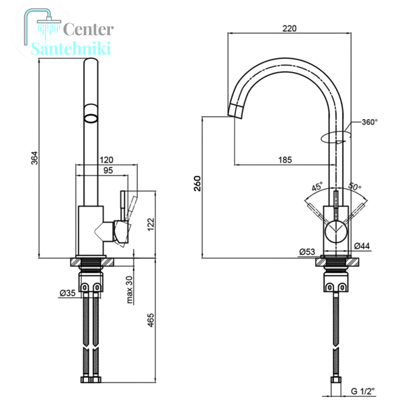 Комплект кухонної мийки KRAFT Handmade PVD графіт HS54*48 (3.0/1.0 мм) декор CS25130 фото