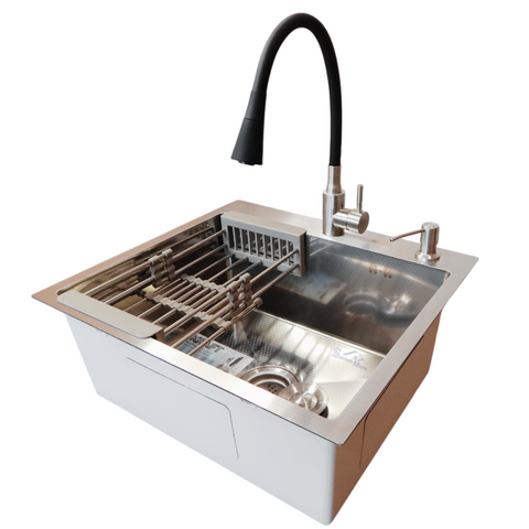 Кухонная мойка из нержавеющей стали 4-в-1 (комплект) Kraft HM 5050 DECOR (3.0/1.0 мм) SM5522 фото