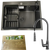 Комплект кухонної мийки Kraft NANO BLACK PVD HS60*45 (3.0/1.0 мм)+Змішувач для кухніз висувним виливом CS25283 фото