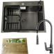 Комплект кухонної мийки Kraft NANO BLACK PVD HS60*45 (3.0/1.0 мм)+Змішувач для кухніз висувним виливом CS25283 фото 1