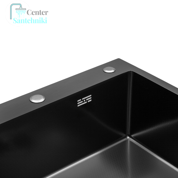 Комплект кухонної мийки Kraft HS 600Х450мм NANO BLACK - 60х50HM PVD (3.0/1.0 мм) DEKOR CS25234 фото
