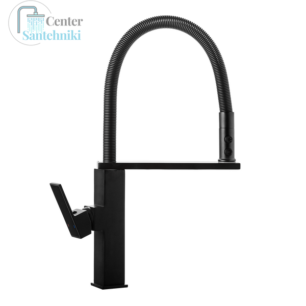 Змішувач латунний для кухні з гнучким виливом Pllen&oacute; Lazio BLK03 nero ST430003 фото