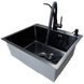 Комплект кухонной мойки Kraft NANO BLACK PVD HS60*50 Декор (3.0/1.0 мм)+Змішувач для кухні Kroner KRP Ersel - SCH03393BLK CS25235 фото 8