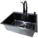Комплект кухонной мойки Kraft NANO BLACK PVD HS60*50 Декор (3.0/1.0 мм)+Змішувач для кухні Kroner KRP Ersel - SCH03393BLK CS25235 фото 9