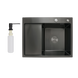 Мийка для кухні 4в1 (комплект) Kraft Handmade H6548BL крило ліворуч Black PVD 3,0/1,0 мм CS25185 фото 2