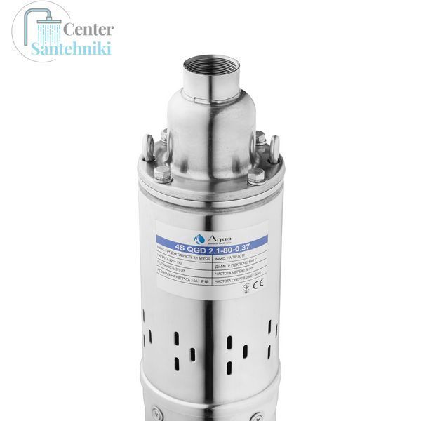 Насос глибинний шнековий Agua 4S QGD2,1-80-0,37 Hmax 80 м Qmax 35 л/хв P 370 Вт з вбудованим конденсатором CV035072 фото