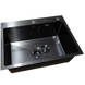 Кухонна мийка з нержавіючої сталі 4-в-1 (комплект) Kraft NANO BLACK PVD Декор HS60*45 (3.0/1.0 мм) Змішувач для кухні з висувним шлангом Kroner CS3570 фото 6