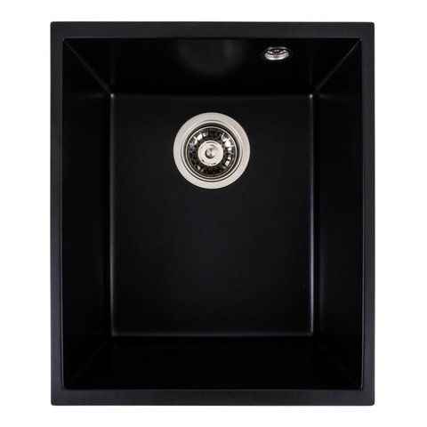 Гранитная кухонная мойка матовая PLATINUM ROXY 3744 Чёрная 47045 фото