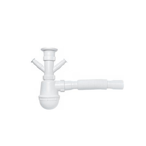 Сифон для кухонной мойки KronoPlast 1 1/2''х40 мм с резьбовым выпуском, отводом для стиральной/посудомоечной машины SM14030042 CV021612 фото