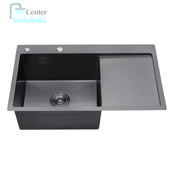 Комплект кухонної мийки Kroner KRP Schwarze - 7849LHM PVD (3/1 мм) CS873 фото