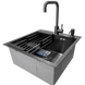 Комплект кухонной мойки Kraft HM 50х50 NANO BLACK PVD (3.0/1.0 мм) SМ048 фото 2