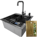 Комплект кухонной мойки Kraft HM 50х50 NANO BLACK PVD (3.0/1.0 мм) SМ048 фото 1
