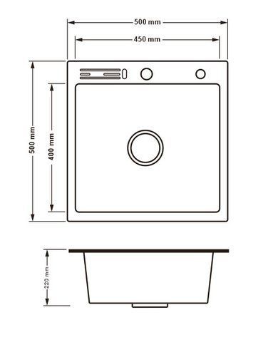 Мийка для кухні інтегрована з полицею для ножів Lidz Handmade LH5050T (LDLH5050TBRU43022) Brushed Steel 3,0/1,0 мм SD00049138 фото