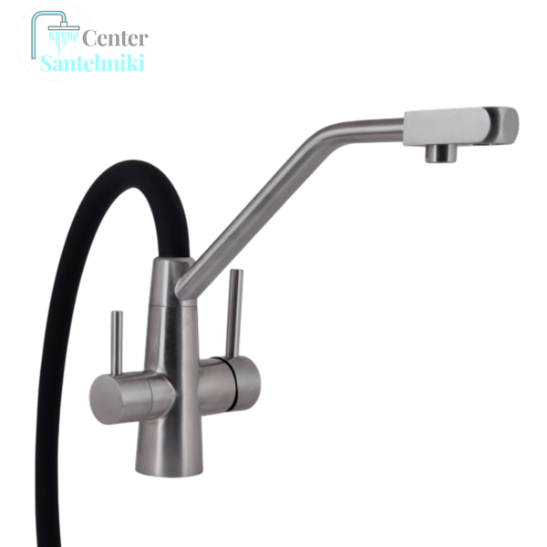 Комплект кухонної мийки Kraft HM 50х50 NANO BLACK PVD (3.0/1.0 мм) CS25388 фото
