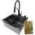 Комплект кухонної мийки Kraft HM 50х50 NANO BLACK (DECOR) PVD (3.0/1.0 мм)+Кухонний змішувач Kroner KRP Ersel - SCH03393BLK SМ467 фото