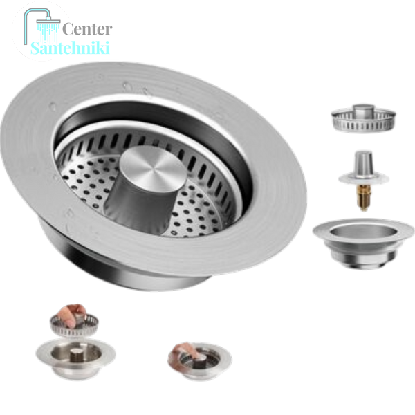 Комплект кухонной мойки Kraft HM 6045 DECOR (3.0/1.0 мм)+Смеситель для кухни с гибким изливом Pllen&oacute; CS25339 фото