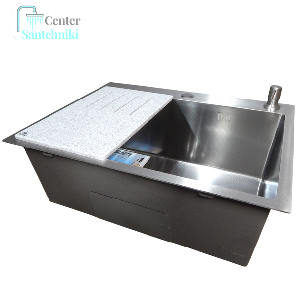 Комплект кухонной мойки Kraft HM 6045 DECOR (3.0/1.0 мм)+Смеситель для кухни с гибким изливом Pllen&oacute; CS25339 фото