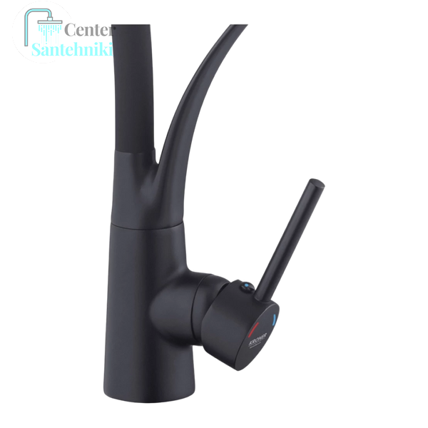 Комплект кухонної мийки Kraft HM 50х50 NANO BLACK (DECOR) PVD (3.0/1.0 мм)+Кухонний змішувач Kroner KRP Ersel - SCH03393BLK SМ467 фото