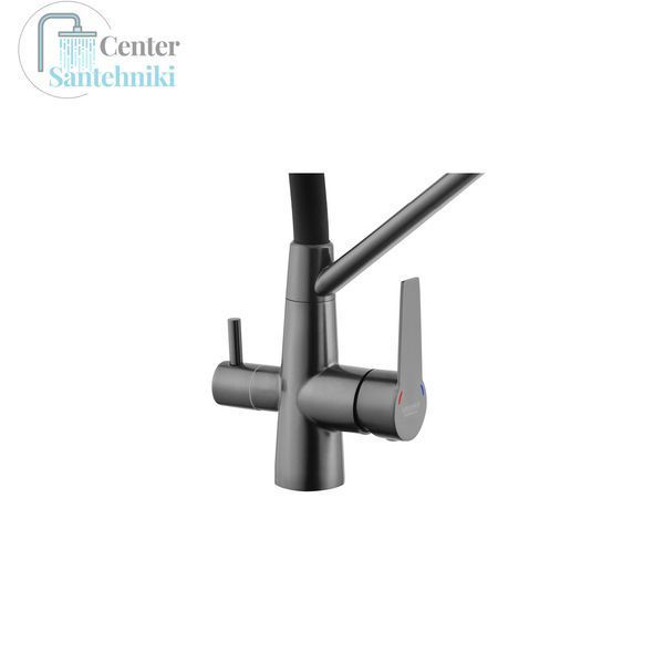 Смеситель для кухни с подключением к фильтру Kroner KRP Edelstahl Klassisch - PVD03817BLK CV031898 фото