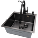 Комплект кухонної мийки Kraft HM 50х50 NANO BLACK (DECOR) PVD (3.0/1.0 мм)+Кухонний змішувач Kroner KRP Ersel - SCH03393BLK SМ467 фото 9