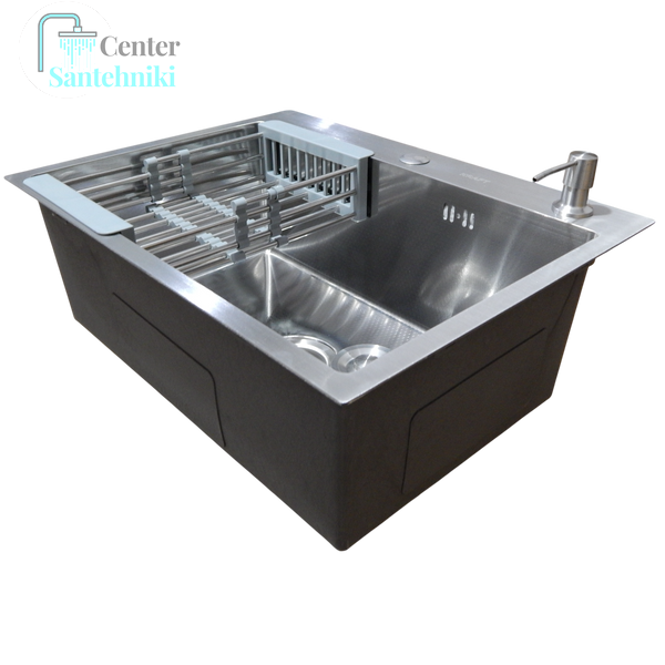 Комплект кухонної мийки Kraft KRF 6045 DECOR (3.0/1.0 мм) декор CS25340 фото