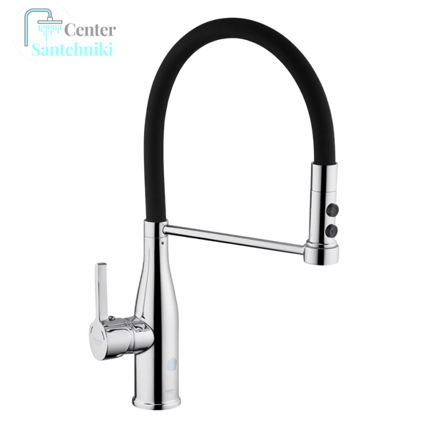 Комплект кухонної мийки Kraft KRF 5050 decor (3.0/1.0 мм)+Змішувач для кухні Kroner KRP Ersel - C03111BLK CS25140 фото