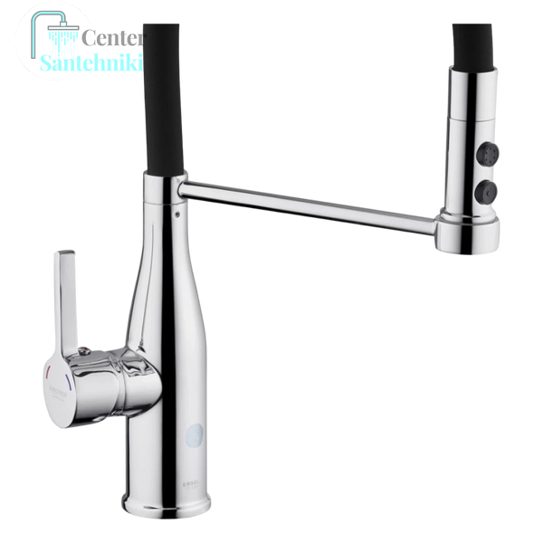 Комплект кухонної мийки Kraft KRF 5050 decor (3.0/1.0 мм)+Змішувач для кухні Kroner KRP Ersel - C03111BLK CS25140 фото