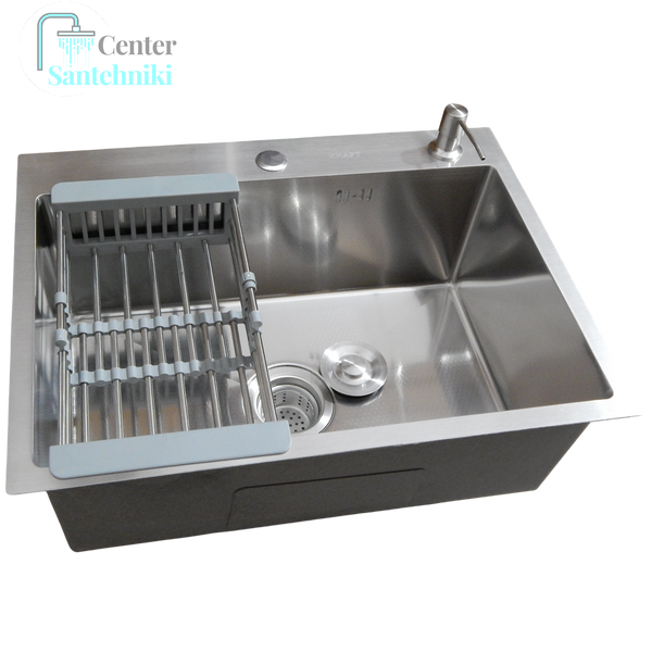 Комплект кухонної мийки Kraft KRF 6045 DECOR (3.0/1.0 мм) декор CS25340 фото