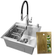 Комплект кухонної мийки Kraft KRF 5050 decor (3.0/1.0 мм)+Змішувач для кухні Kroner KRP Ersel - C03111BLK CS25140 фото 1