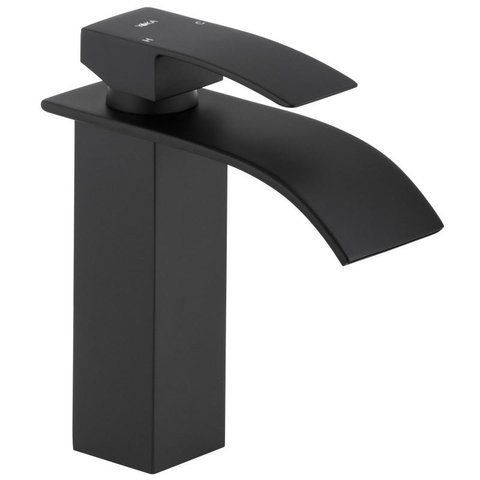 Смеситель для раковины (умывальника) YOKA NIAGARA 24 BLACK черный низкий * BU.NIAGARA 24-BLK фото