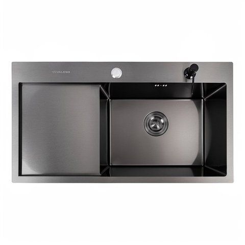 Кухонная мойка PVD черная VALESO CM 78*43 R Handmade 50204 фото