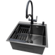 Комплект кухонної мийки Kraft NANO BLACK PVD HS 500х500мм Декор (3.0/1.0 мм)+Змішувач для кухні з підключенням до фільтра Pllen&oacute; Lazio ST19 nero CS25341 фото 4