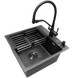 Комплект кухонної мийки Kraft NANO BLACK PVD HS 500х500мм Декор (3.0/1.0 мм)+Змішувач для кухні з підключенням до фільтра Pllen&oacute; Lazio ST19 nero CS25341 фото 5