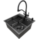 Комплект кухонної мийки Kraft NANO BLACK PVD HS 500х500мм Декор (3.0/1.0 мм)+Змішувач для кухні з підключенням до фільтра Pllen&oacute; Lazio ST19 nero CS25341 фото 3