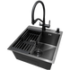 Комплект кухонної мийки Kraft NANO BLACK PVD HS 500х500мм Декор (3.0/1.0 мм)+Змішувач для кухні з підключенням до фільтра Pllen&oacute; Lazio ST19 nero CS25341 фото 6