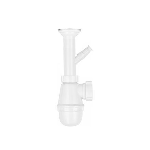 Сифон для кухонной мойки KronoPlast 1 1/2''х40 мм с литым выпуском и отводом для стиральной машины SM13000000 CV022125 фото
