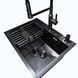 Комплект кухонної мийки Kraft NANO BLACK (Декор-соти) 600х450х220мм (3.0/1.0 мм)+Змішувач для кухні Kroner KRP Ersel - GRP03112BLK CS25292 фото 6
