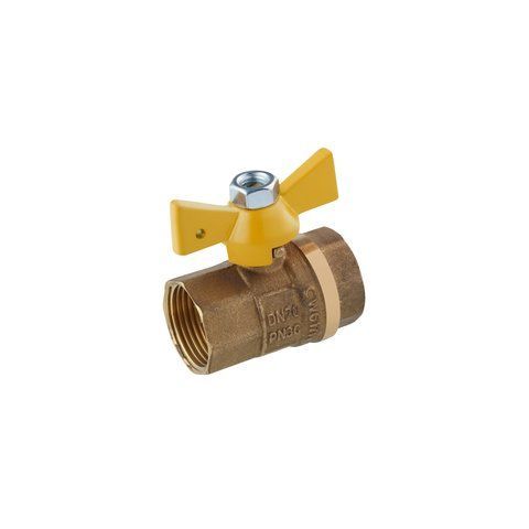 Кран шаровой STA 3/4" ВВ PN30 желтая бабочка, латунный CV014676 фото