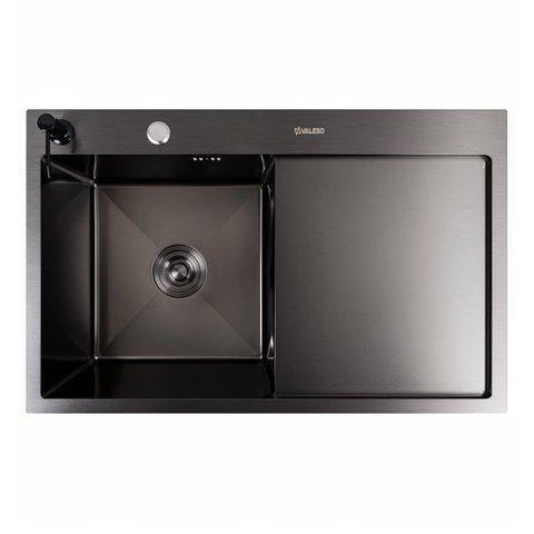 Кухонна мийка CM 78*50 L чорна PVD VALESO Handmade (круглий сифон 3,0/0,8) 45905 фото