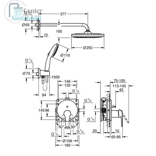 Душова система прихованого монтажу Grohe QuickFix Start 25292000 CV033288 фото