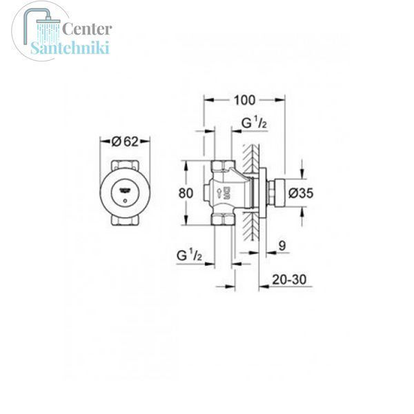 Натискний автоматичний вентиль Grohe Euroeco Cosmopolitan T 36268000 CV036235 фото