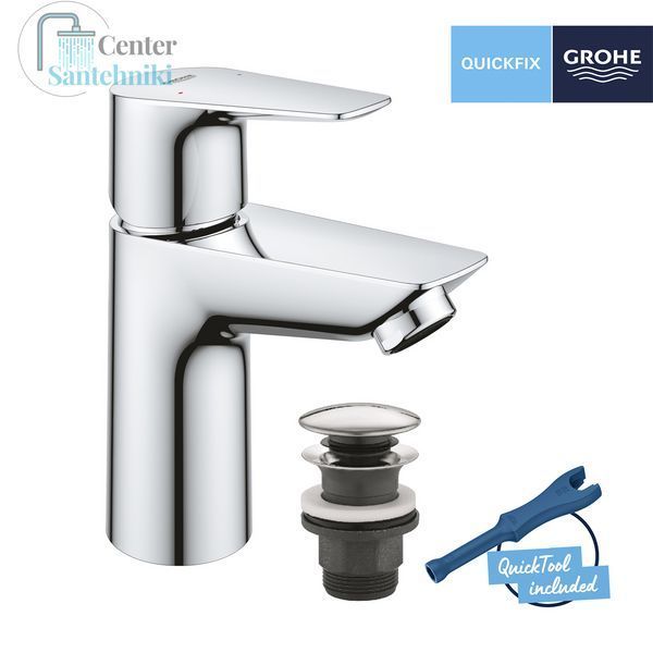 Смеситель для раковины Grohe QuickFix Start Edge S-Size с донный клапаном 23898001 CV031932 фото