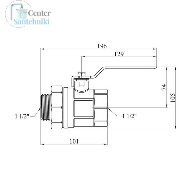 Кран-американка STA 1 1/2" ВН PN30 ручка, никелированный CV018829 фото