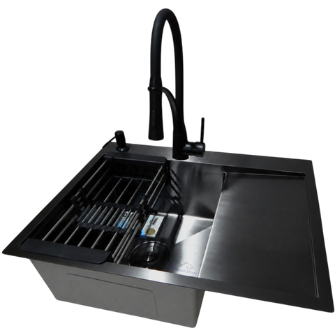 Комплект кухонної мийки Kraft NANO BLACK PVD HS 65х48 (3.0/1.0 мм) CS25201 фото