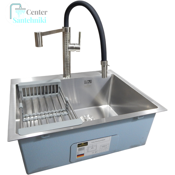Комплект кухонної мийки Kroner KRP Derby - 6050HM Brush (2,5/0,5 мм) CS25101 фото