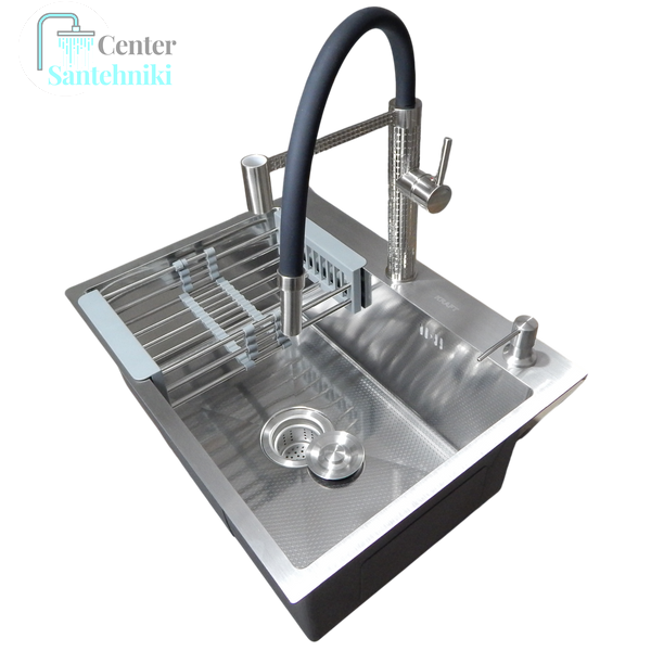 Комплект кухонної мийки Kraft KRF 6045 DECOR (3.0/1.0 мм) CS2072 фото