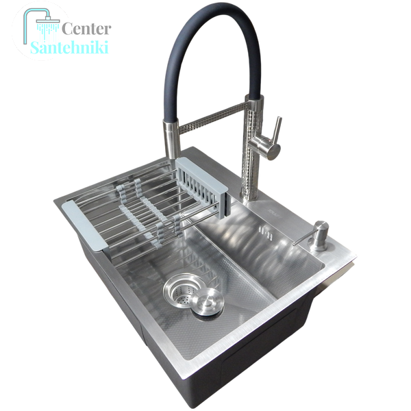 Комплект кухонної мийки Kraft KRF 6045 DECOR (3.0/1.0 мм) CS2072 фото