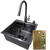 Комплект кухонної мийки Kraft HM 50х50 NANO BLACK PVD (3.0/1.0 мм) DEKOR SМ7014 фото