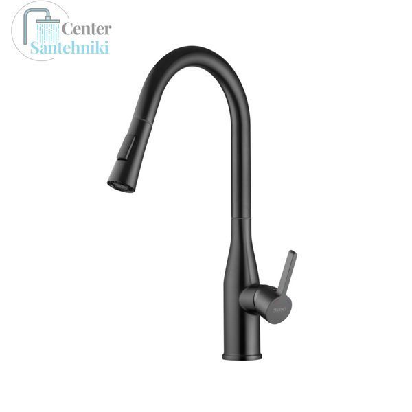 Комплект кухонної мийки Kraft HM 50х50 NANO BLACK PVD (3.0/1.0 мм) DEKOR SМ7014 фото